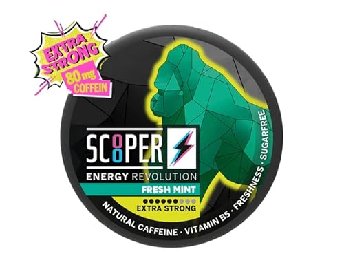 Scooper Energy Fresh Mint Extra Strong 80mg | Energy Booster Pouches Sugarfree | 7,2g von Scooper Energy