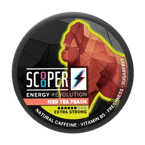 Scooper Energy Iced Tea Peach Extra Strong 80mg | Energy Booster Pouches Sugarfree | 7,2g von Scooper Energy