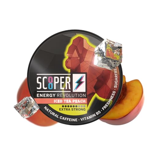 SCOOPER Energy 1x Iced Tea Peach Xtra Strong | 80 MG Koffein pro Pouch | 12 Pouches pro Dose | Zuckerfrei & Vegan | Energy Drink Alternative von Scooper