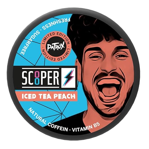 Scooper ALLE SORTEN Energy Booster Pouches alt. zu Snus I Kautabak Chewing Bags (Iced Tea Peach) von Scooper