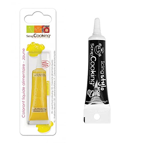 Flüssige Lebensmittelfarbe Tube 20 g Gelb + Icing schwarzen Stift von ScrapCooking