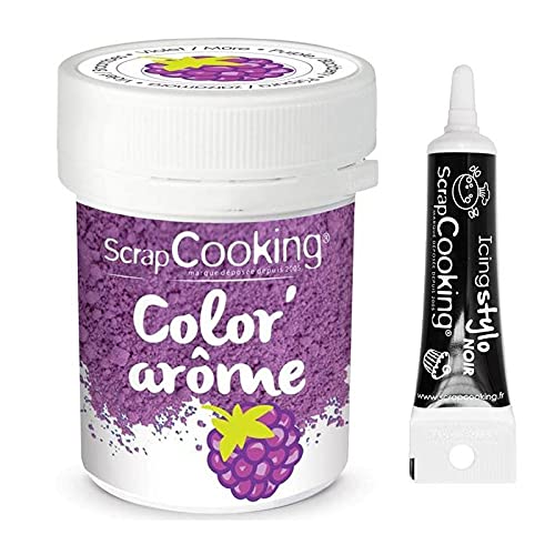 Lebensmittel-Farbstoff Aroma Lila/Brombeere 10g + Icing schwarzen Stift von ScrapCooking