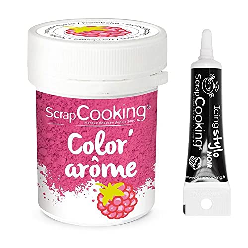 Lebensmittel-Farbstoff Aroma Rosa/Himbeere 10g + Icing schwarzen Stift von ScrapCooking