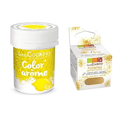 Lebensmittel-Farbstoff Aroma gelb/Zitrone 10 g + Goldene lebensmittelglitzer von ScrapCooking