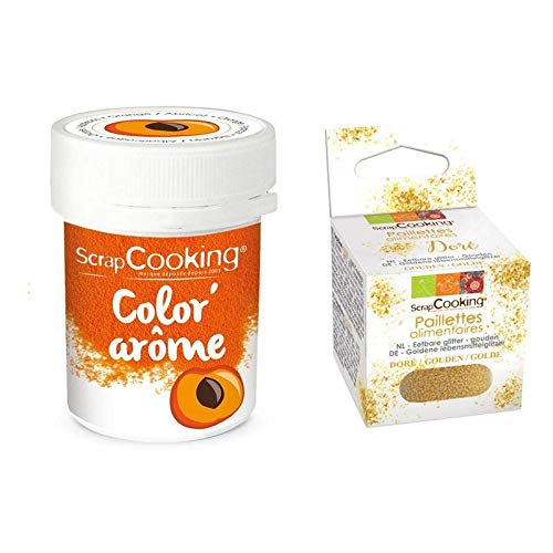 Lebensmittel-Farbstoff Aroma orange/Aprikose 10 g + Goldene lebensmittelglitzer von ScrapCooking
