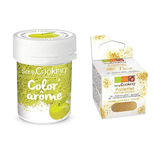 Lebensmittel-Farbstoff Geschmack grün/Apfel 10 g + Goldene lebensmittelglitzer von ScrapCooking