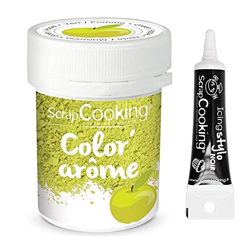 Lebensmittel-Farbstoff Geschmack grün/Apfel 10g + Icing schwarzen Stift von ScrapCooking