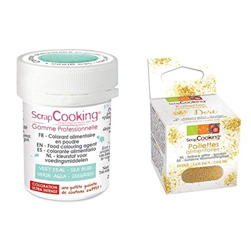 Lebensmittelfarbe Pulver 5 g Jadegrün + Goldene lebensmittelglitzer von ScrapCooking