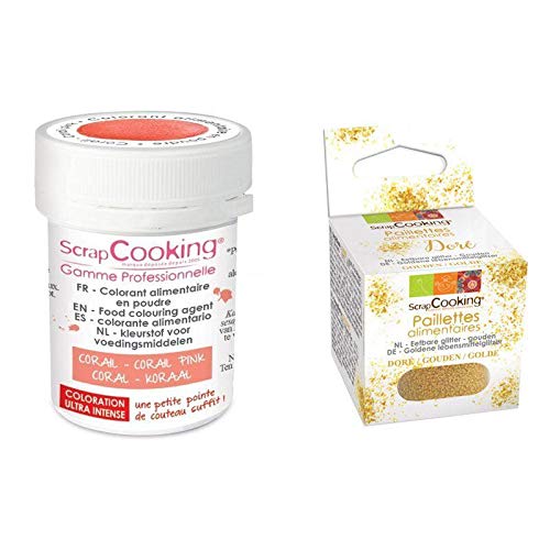 Lebensmittelfarbe Pulver 5 g Koralle + Goldene lebensmittelglitzer von ScrapCooking