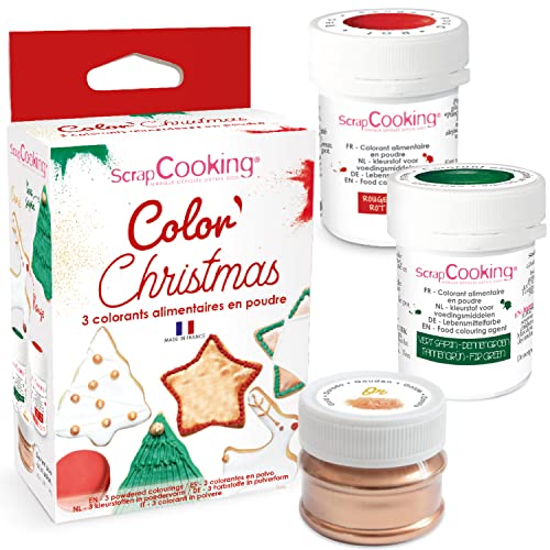 ScrapCooking - 3 Colorants Artificiels en Poudre Noël - Rouge Vert Doré - Colorants Alimentaires Pâtisserie Comestibles - Gâteaux, Biscuits & Pâte à Sucre - Fabriqués en France - 4018 von ScrapCooking