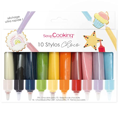 ScrapCooking - 10er-Set Schoko-Stiften - Lebensmittelstifte Schokoladen - Essbarer Dekorativer Zuckerstift - Schreiben und Zeichnen - Beschriftung von Fondant, Glasuren, Torten - 6820 von ScrapCooking