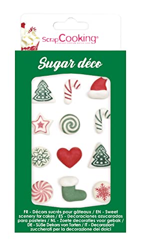 ScrapCooking - Weihnachten-Zuckerdekorationen - Essbare Zucker Tortendeko - Deko für Cupcakes, Backwaren, Desserts, Kuchen, Kekse - Tannenbaum, Stern, Süßigkeiten - 6996 von ScrapCooking