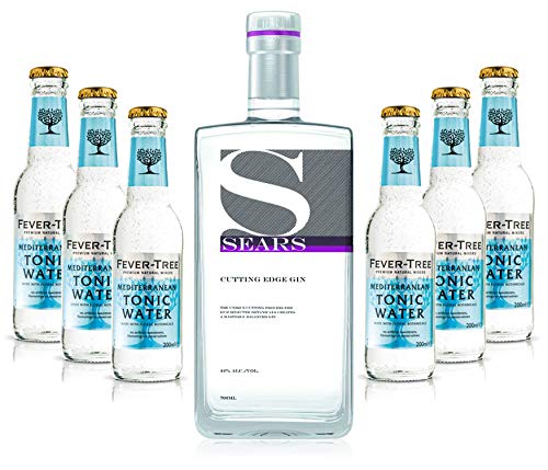 Gin Tonic Set - Sears Cutting Edge Gin 0,7l 700ml (44% Vol) + 6x Fever Tree Mediterranean Tonic Water 200ml inkl. Pfand MEHRWEG von Sears-Sears