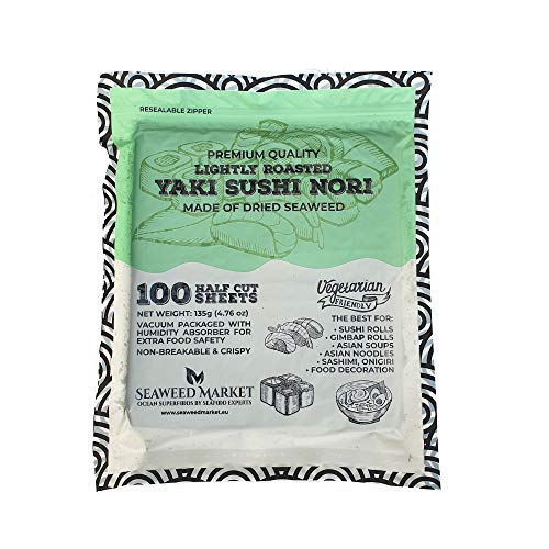 Leicht geröstete Premium Nori 100 Halbschnitt-Blätter, 135 g von Seaweed Market