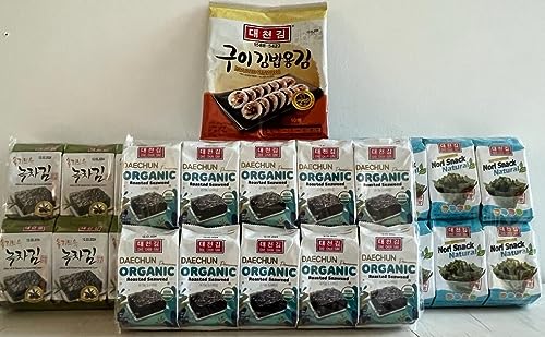 Daechun (Choi''s1)- 60 Stück-Seetang Snack,20 Stück Bio Snack+ 20 Stück Olive + 20 Natural+ 10 ganze Blätter Silberqualität, Nori Blatt von Seba Garden