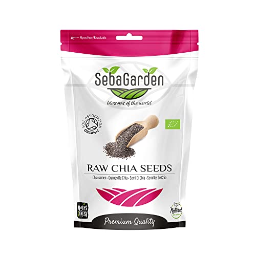 Seba Garden Bio-Premium-nährstoffreiche rohe schwarze Chia-Samen 1 kg, mit Joghurt verwenden und Smoothies, gentechnikfrei, vegan, glutenfrei, Keto und Paleo von Seba Garden