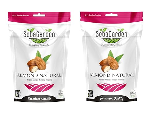 Seba Garden Kalifornische Mandeln roh - ganz natürlich - Druckverschlussbeutel 2 Kg von Seba Garden