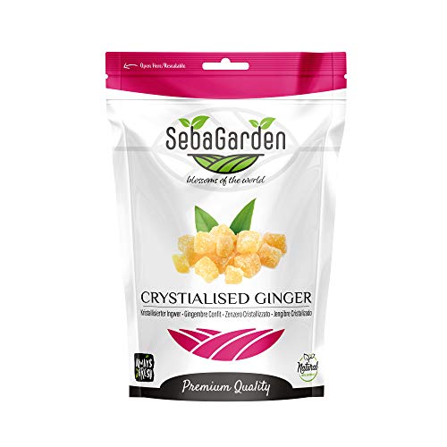 Seba Garden kandierter Ingwer 1 kg - Ziplock-Beutel Gesunde Snacks, Premium Qualität, Candied Ginger von Seba Garden