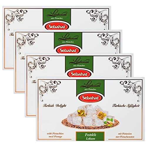 Sebahat - Türkischer Honig - Turkish Delight Lokum mit Pistazien im 4er Set à 500 g Packung von Sebahat