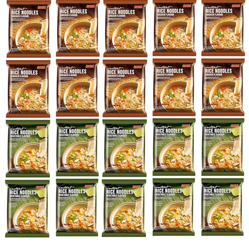Instantreisnudeln Mix Paket - Hühnchen und Gemüse - Verschiedene Packungsgrößen (10er, 20er, 30er, 40er) - Perfekt zum Probieren und Genießen! (20er Pack) von Sebuya