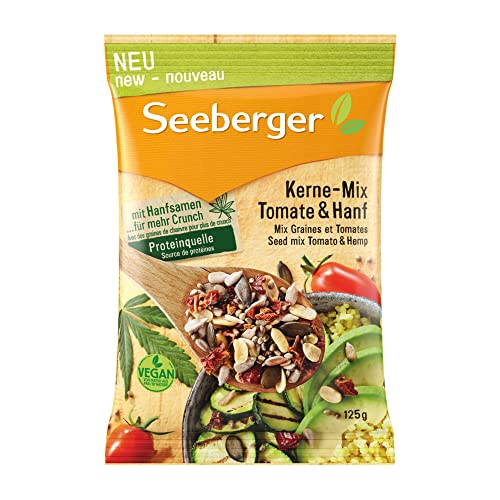 Seeberger Kerne-Mix Tomate & Hanf 13er Pack: Salat-Kern-Mischung mit Hanfsamen, getrockneten Tomatenstücken, Sonnenblumen-, Kürbis- und gerösteten Sojakernen, vegan (13 x 125 g) von Seeberger