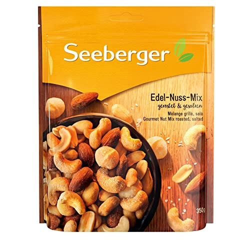 Seeberger Edel-Nuss-Mix: Nuss-Kern-Mischung aus leckeren Erdnusskerne, Mandeln, Cashewkerne und Macadamias - geröstet & gesalzen, vegan (1 x 350 g) von Seeberger