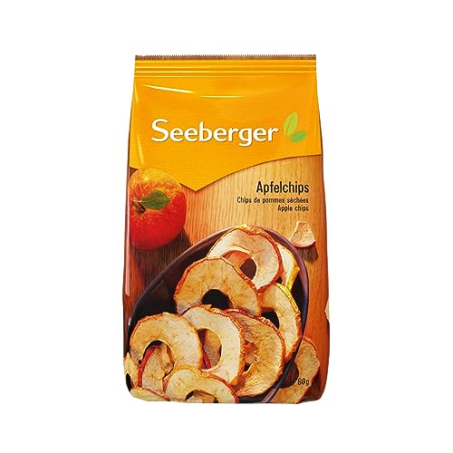 Seeberger Apfelchips getrocknet 6er Pack, Knusprige Fruchtchips aus getrockneten Äpfeln - fein-säuerliche Note - aus Elstar-Äpfeln - ungeschält, vegan (6 x 60 g) von Seeberger