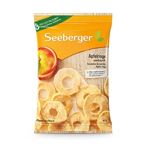 Seeberger Apfelringe, Samtweiche, getrocknete Apfelscheiben in bester Qualität - natürlich süß und sehr schmackhaft - ohne Zusatz von Zucker, vegan (1 x 80 g) von Seeberger