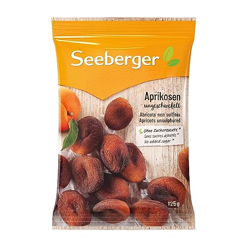Seeberger Aprikosen ungeschwefelt 13er Pack: Unbehandelte, getrocknete Marillen mit süß-fruchtigem Aroma - ohne Zuckerzusatz - entsteint, vegan (13 x 125 g) von Seeberger