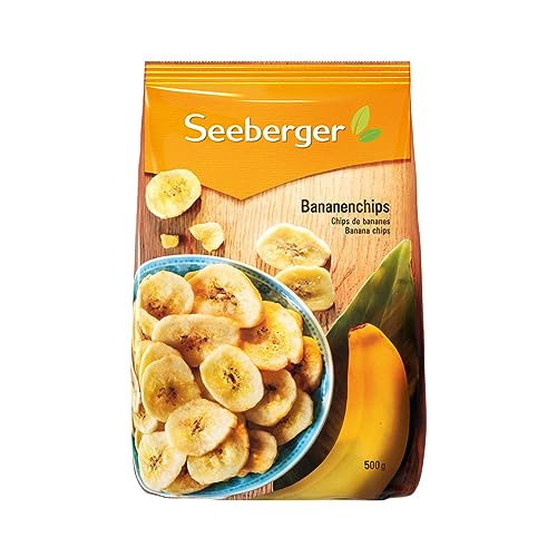 Seeberger Bananenchips 5er Pack: Frische Bananenscheiben in feinem Kokosöl zu knusprigen Chips gebacken - aufregend bananig - gesüßt - ohne Aroma, vegan (5 x 500 g) von Seeberger
