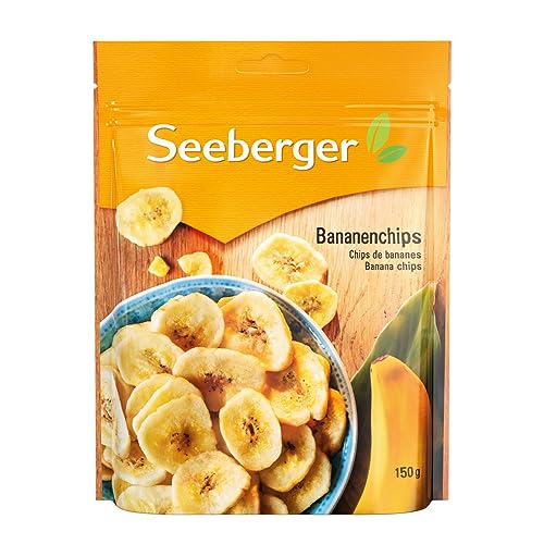 Seeberger Bananenchips 10er Pack: Frische Bananenscheiben in feinem Kokosöl zu knusprigen Chips gebacken - aufregend bananig - gesüßt - ohne Aroma, vegan (10 x 150 g) von Seeberger