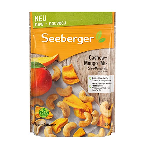 Seeberger Cashew-Mango-Mix/knackig-fruchtige Mischung aus Cashewkernen und Mangostücken, glutenfrei, vegan (12x150g) von Seeberger