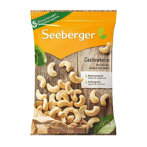Seeberger Cashewkerne 12er Pack: Ganze Cashew Nüsse - reich an Proteinen, Vitaminen & Mineralstoffen - Naturbelassen - ohne Zusatzstoffe, Vorteilspack (12 x 200 g) von Seeberger