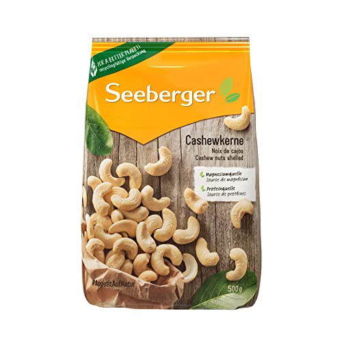 Seeberger Cashewkerne Ganze Cashew Nüsse - reich an Proteinen, Vitaminen & Mineralstoffen - Naturbelassen - ohne Zusatzstoffe, vegan (1 x 500 g) von Seeberger