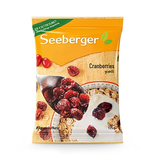 Seeberger Cranberries gesüßt 13er Pack: Halbierte, kanadische Cranberries fruchtig-süß - zum Snacken, als Backzutat und Verfeinern von Gerichten - getrocknet & ungeschwefelt, vegan (13 x 125 g) von Seeberger