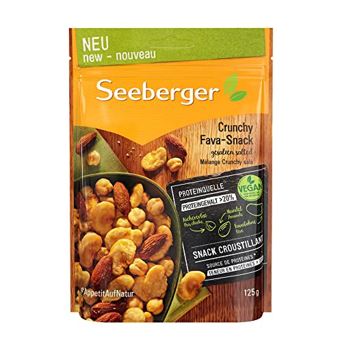 Seeberger Crunchy Fava-Snack. Ein ganz besonderer Mix: Knusprige Kichererbsen, geröstete Salzmandeln und knackige Favabohnen machen diesen Snack zu einer Reise nach Lateinamerika ,1 x 125g von Seeberger