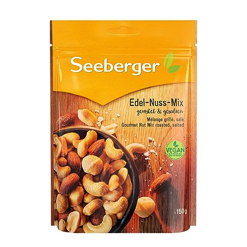 Seeberger Edel-Nuss-Mix 5er Pack: Nuss-Kern-Mischung aus leckeren Erdnusskerne, Mandeln, Cashewkerne und Macadamias - geröstet & gesalzen, vegan (5 x 150 g) von Seeberger