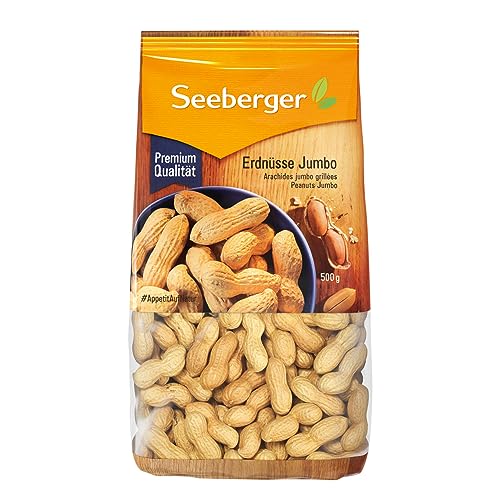 Seeberger Erdnüsse Jumbo Riesen 10er Pack: Große Erdnüsse in Schale - schonend geröstet - intensiver Geschmack mit zartem Butter-Aroma (10 x 500 g) von Seeberger