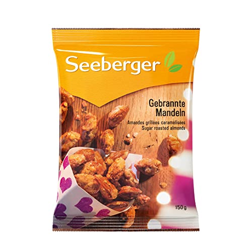 Seeberger Gebrannte Mandeln 12er Pack, Knackige fein süßliche Mandeln umhüllt von einem knackigen Karamellmantel - intensives Aroma - glutenfrei, vegan (12 x 150 g) von Seeberger