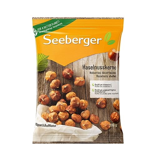 Seeberger Haselnusskerne 12er Pack: Große runde Kerne der Haselnuss, sehr aromatisch aus Italien - als Snack, Backzutat und zum Verfeinern von Speisen - roh, naturbelassen, vegan (12 x 200 g) von Seeberger