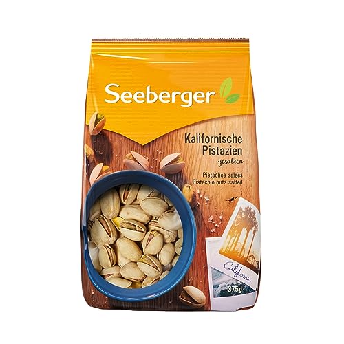 Seeberger Pistazien geröstet & gesalzen 7er Pack, Knackige Pistazienkerne aus Kalifornien feinstens veredelt - intensiv-nussiges Aroma - mit Schale, vegan (7 x 375 g) von Seeberger
