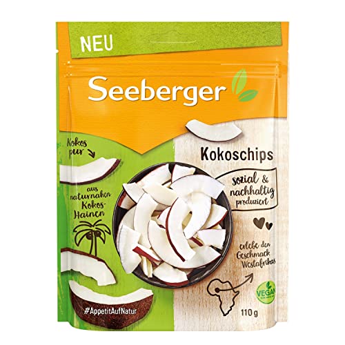 Seeberger Kokoschips, Knusprige Kokosstreifen aus Westafrika - lecker und aromatisch - sozial & nachhaltig produziert - naturbelassen - ungesüßt, vegan (12 x 110 g) von Seeberger