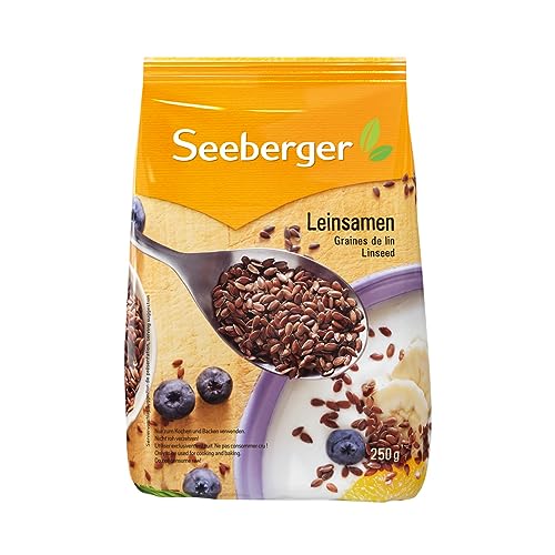 Seeberger Leinsamen 9er Pack: Naturbelassene Leinsamenkörner – sättigend & entzündungshemmend – ideal zum Backen – ganze Körner, vegan (9 x 250 g) von Seeberger