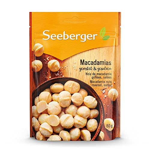 Seeberger Macadamias geröstet & gesalzen 13er Pack: Feinstens veredelte Macadamianüsse - schonend geröstet mit feiner Salznote - intensiv nussig - geschält, vegan (13 x 80 g) von Seeberger