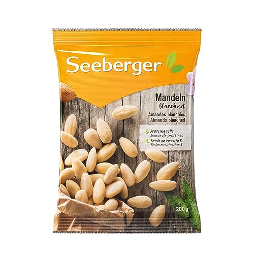 Seeberger Mandeln blanchiert 12er Pack: Große ganze Mandelkerne ohne Haut - reich an Vitaminen - knackige Kerne mit mild-süßlichem Aroma ohne Salz, vegan (12 x 200 g) von Seeberger