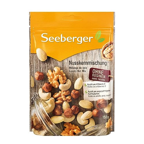 Seeberger Nusskernmischung 12er Pack: Pure Nuss-Mischung aus knackigen Haselnusskernen, Mandeln, Walnüssen & Cashewkernen - intensives Nuss-Aroma - ungeröstet, glutenfrei (12 x 150 g) von Seeberger