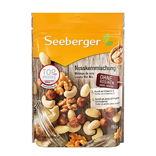 Seeberger Nusskernmischung: Pure Nuss-Mischung aus knackigen Haselnusskernen, Mandeln, Walnüssen & Cashewkernen - intensives Nuss-Aroma - ungeröstet, glutenfrei (1 x 150 g) von Seeberger