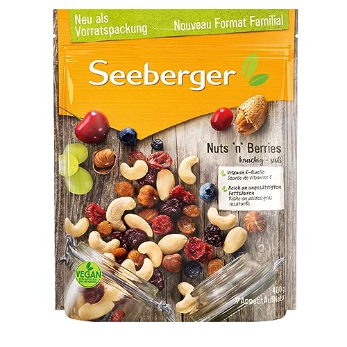 Seeberger Nuts´n Berries 1x400g, Knackig süße Mischung aus wertvollen Nusskernen & fruchtigen Trockenfrüchten, Reich an Vitamin E und ungesättigten Fettsäuren von Seeberger