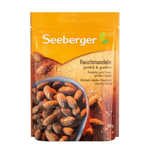 Seeberger Rauchmandeln geröstet & gesalzen 12er Pack: Geröstete Mandeln mit salziger Note und intensivem Raucharoma - im praktischen Zip-Beutel, vegan (12 x 150 g) von Seeberger