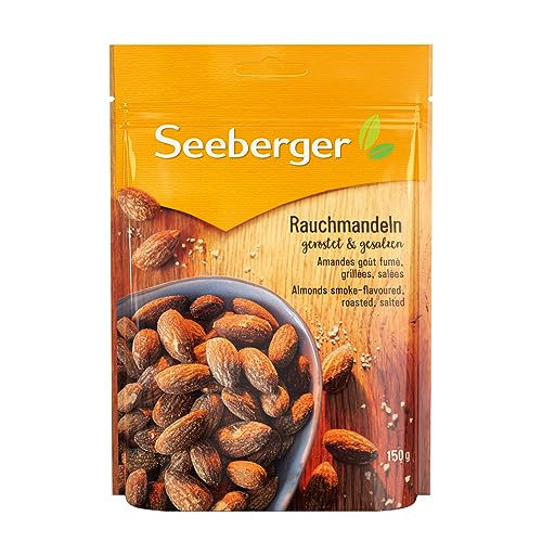 Seeberger Rauchmandeln geröstet & gesalzen 5er Pack: Geröstete Mandeln mit salziger Note und intensivem Raucharoma - im praktischen Zip-Beutel, vegan (5 x 150 g) von Seeberger